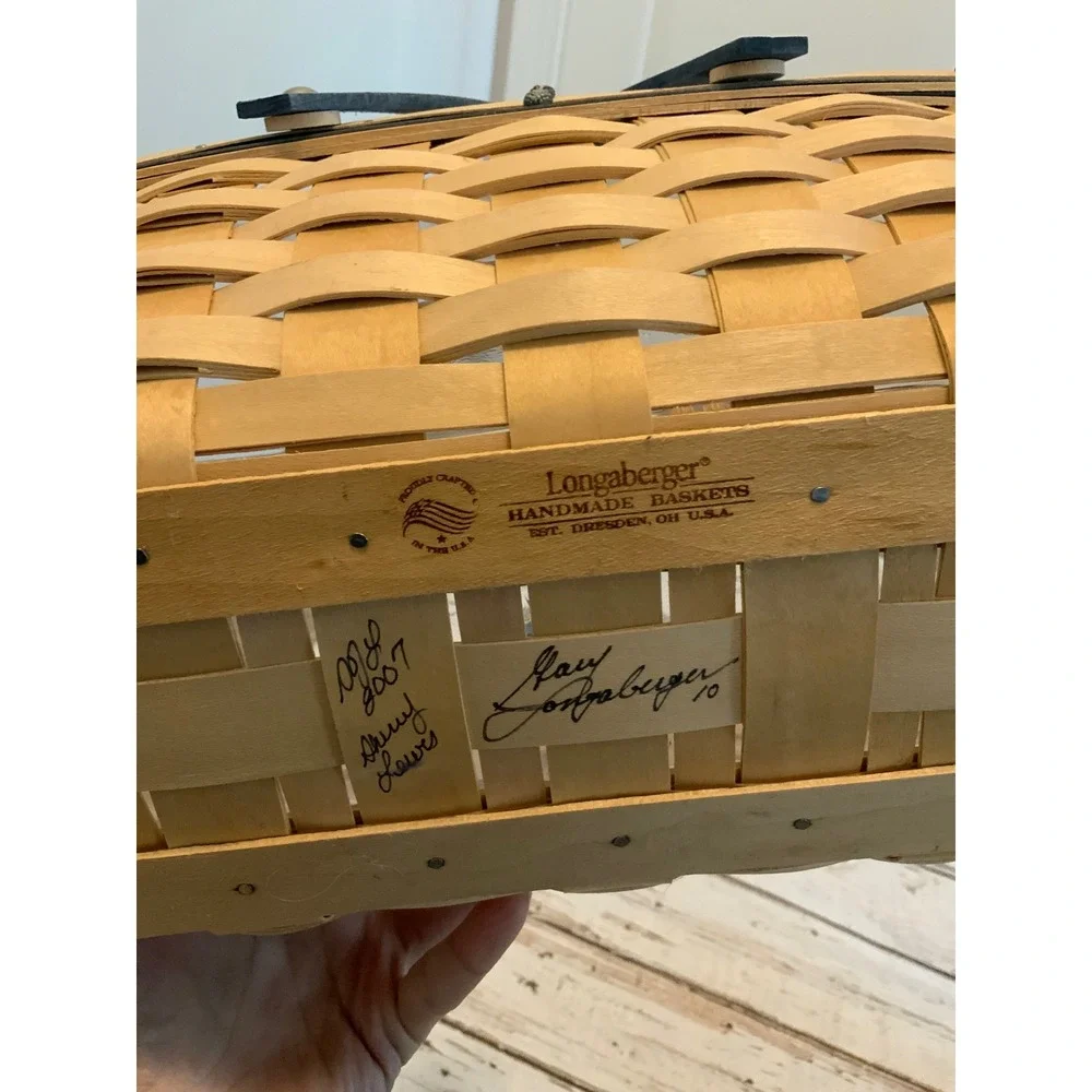 Longaberger 2007 Williamsburg Basket Fest Handwoven Blue Handle Signed Basket